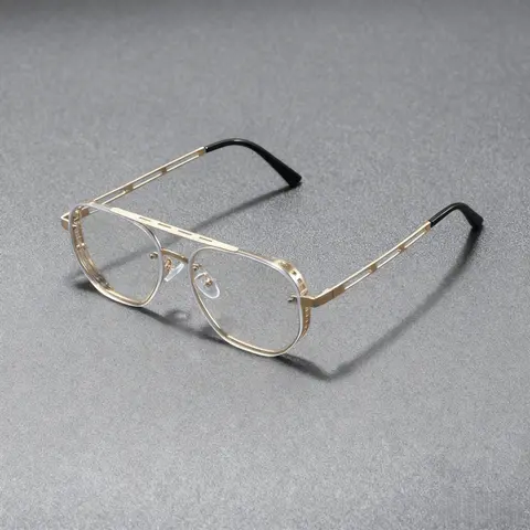Mens Full Rim Metal Frame Glasses - Vintage Retro Bar Detail, Oversized High-Quality Mensfashion Eyeglasses, Festive Party Accessory for Everyday Use (Party Hats Masks & Accessories Category)