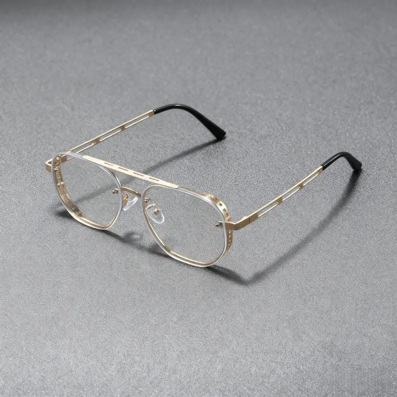 Mens Full Rim Metal Frame Glasses - Vintage Retro Bar Detail, Oversized High-Quality Mensfashion Eyeglasses, Festive Party Accessory for Everyday Use (Party Hats Masks & Accessories Category)
