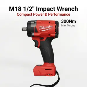 Milwaukee M18 FIW212 18V Cordless 1/2in Impact Wrench 300Nm Breakaway 4-Mode,Multi-Purpose Ratchet Wrench Set,Cordless High-Torque Impact Drill,Professional Grommets Hand Tool Set,Cordless Brushless Impact Drill,durable tool,torque capacity,power tool