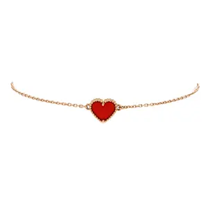 Pre-owned Van Cleef & Arpels Sweet Alhambra Heart Bracelet 18K Rose Gold with Carnelian by Rebag