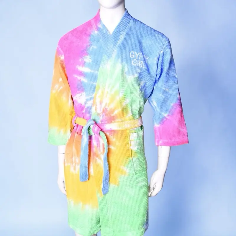 Tie Dye Rainbow Bath Robe | One size Fits most with custom”Custom Name”