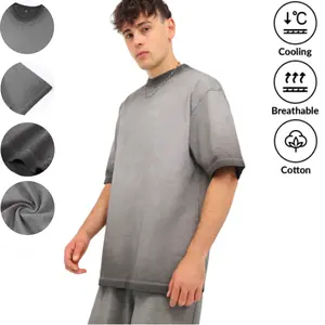 Summer 2026 New Two-Tone Gradient Round Neck Short Sleeve Pure Cotton T-Shirt (Two-Pack), Unisex for Couples, Loose Vintage Washed Tee tiktokshopspringglowup