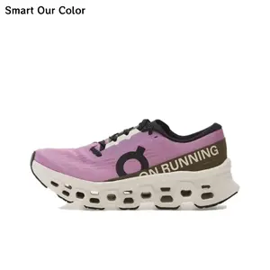 Lightweight running sneakers feature multi-hollow shock-absorbing gum rubber outsole, crafted from breathable perforated woven mesh, lavender-white-olive tri-tone panels, vented mesh surface, this game-changer brings soft cushion for all-day jogging