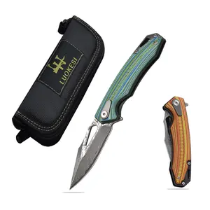 Damascus steel Camping Folding Knife EDC Pocket Tool Outdoor Utility Knife