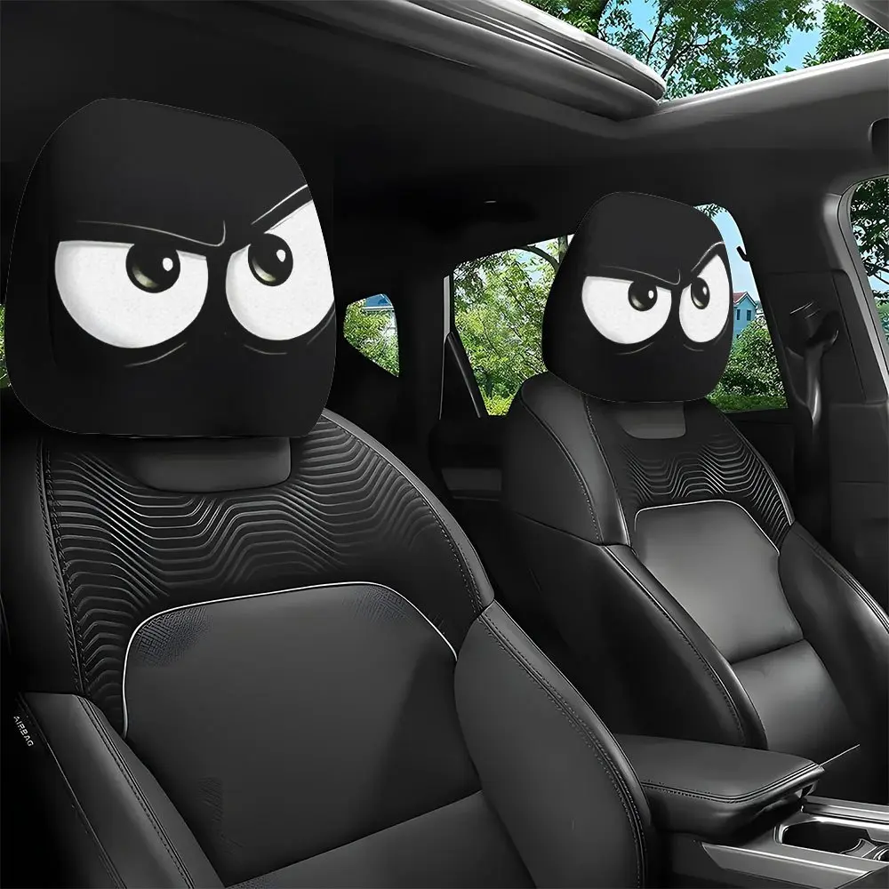 Angry Cartoon Eyes Car Headrest Covers, Car Interior Accessory, Boujee Car Accessories, Easy Installation, Long Drive Fatigue Relief, Ideal Halloween Christmas Gift for Car Lovers