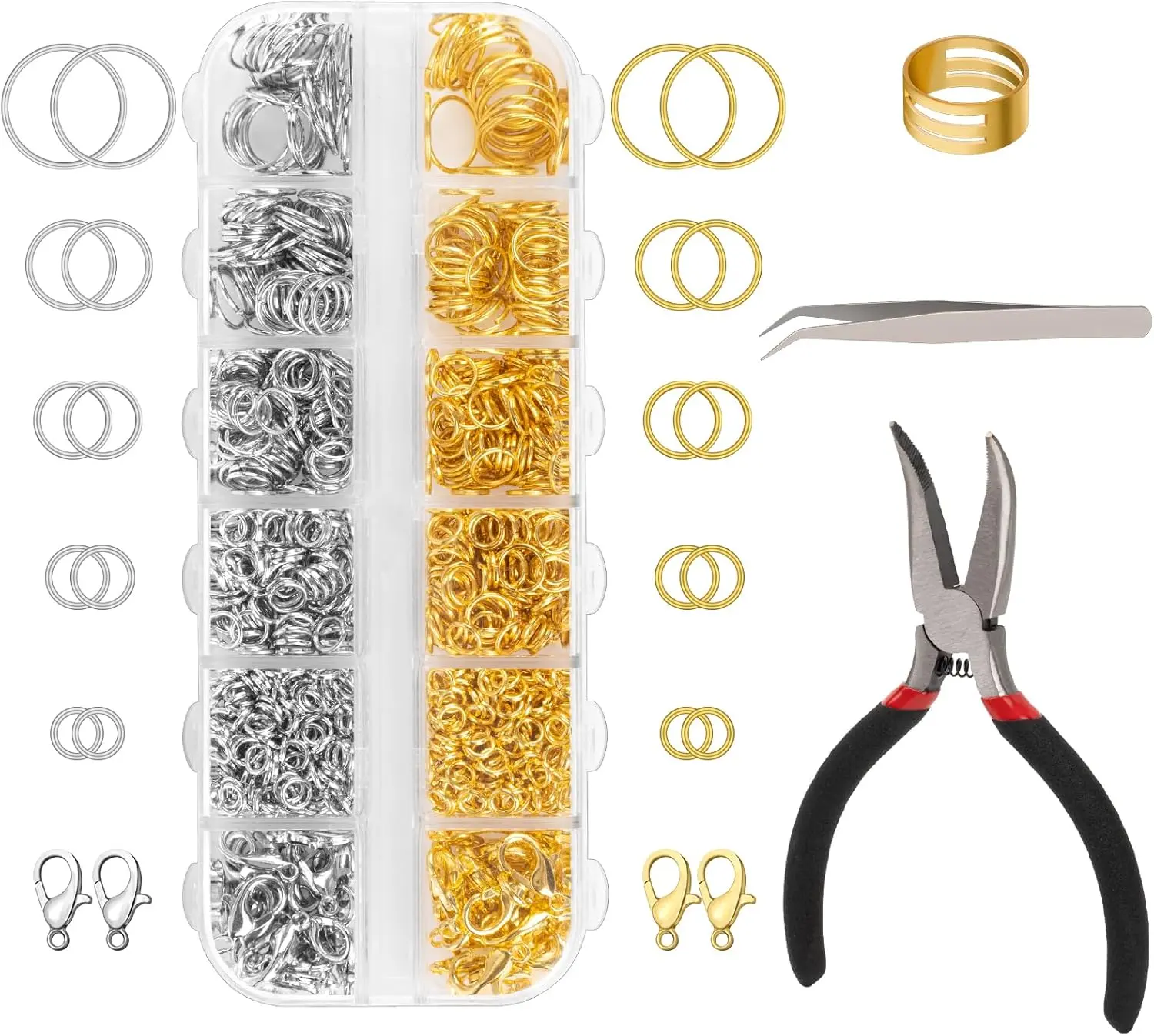 1200 Pcs Jump Rings for Jewelry Making Supplies, repair Kit with Open/Close Tools