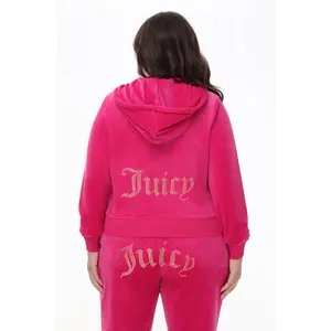 Juicy Couture Plus-Size Technicolor Customizable Big Bling Velour Hoodie