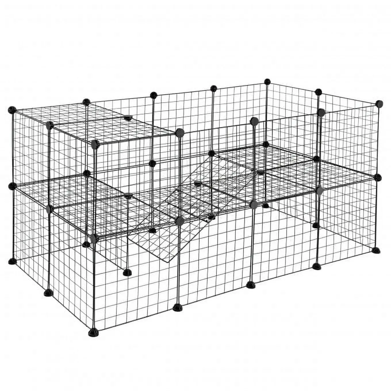 SUPERDEAL 2-Tier Metal Wire Dog Playpen, Modern Anti-Rust Enclosure, Safe Escape-Proof Kennel for Small Animals