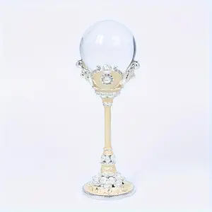 Handmade Staff Shape Crystal Ball Metal Base, Elegant Home Decor, Perfect Party Decoration, Fine Holiday Gift, Halloween Gift Idea