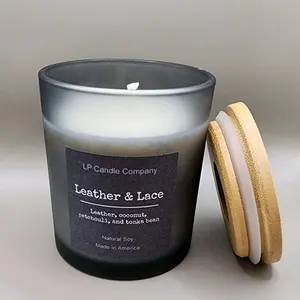 10oz soy Candle - leather and lace