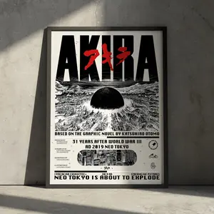 Akira Anime Poster Print, Shotaro Kaneda Minimalist Manga Art Decor, Futuristic Cyberpunk Vibe, Vintage Gift for Anime Fan