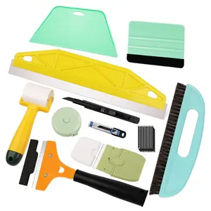 10 piece self-adhesive wallpaper installation tool set - including scraper, art knife, scraper, tape measure, brush, etc., suitable for removable wallpaper installation and home wall renovation