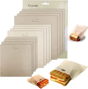 Toaster Bags Reusable for Grilled Cheese Sandwiches | Safest On The Market - 100% BPA & Gluten Free | Non Stick Toast Bag (12PCS) Bakeware Utensils
