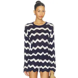 BEACH RIOT Beach Sweater in Navy & White Tides