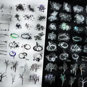 20 Sheets/bag Sticker Pack, Pet Material, Trace Series, Color Matching Hand Account Stationery Water Bottle Decorative Stickers, High Adhesive Stickers