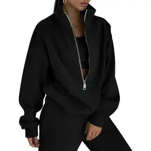 Women's Sweatsuit Sets 2 Piece Fleece Outfit Half Zip Sweatshirt and Joggers Pants Tracksuit