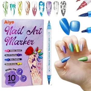 1 Box 10 Color Dual-Ended Nail Art Pens, Fast-Drying Manicure Markers, Temporary Tattoo Pen, Soft Tip Body Paint, Christmas Gift