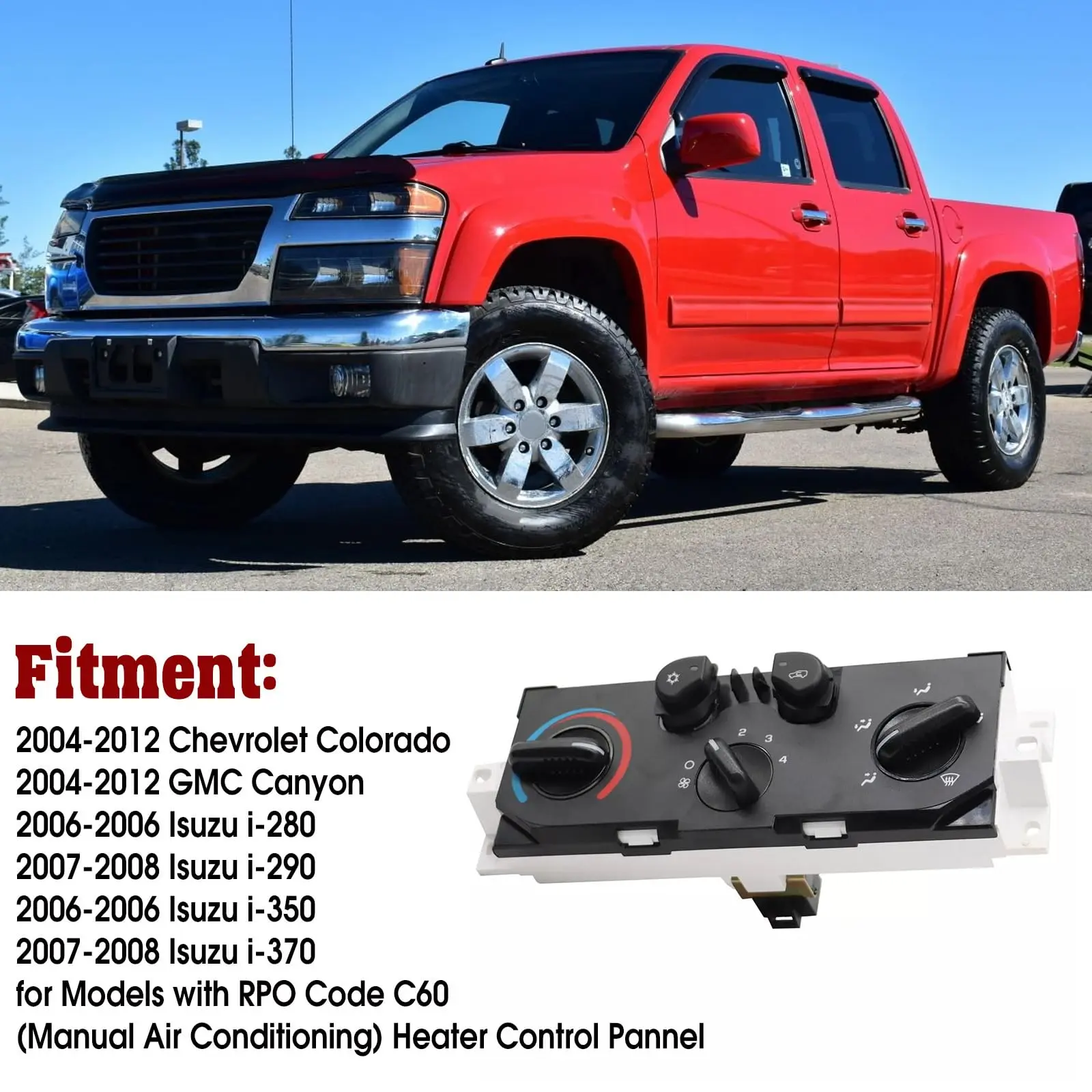 2004-2012 Chevy Colorado – HVAC A/C Control Panel Module #25841856 | Heater & A/C Control Switch | Replaces 15221922 · 15238515 · 15858833 backtoschool