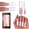 NOVO OVO XXL Square Soft Gel Press On Nails Kit - 150 Pcs Chic Pre-Colored Berry Pink White French, No C Curve Straight PMMA Gel Fake Nails, 15 Sizes Acrylic Set for DIY Enthusiasts & Home Manicure with Gap-Free Bond