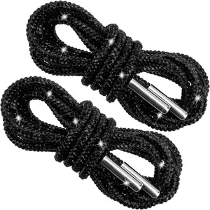 2count Glitter Rhinestone Rope, Sparkly Crystal Shoe Laces, Bling Round Drawstring Cords for Hoodies Sweatpants Shorts