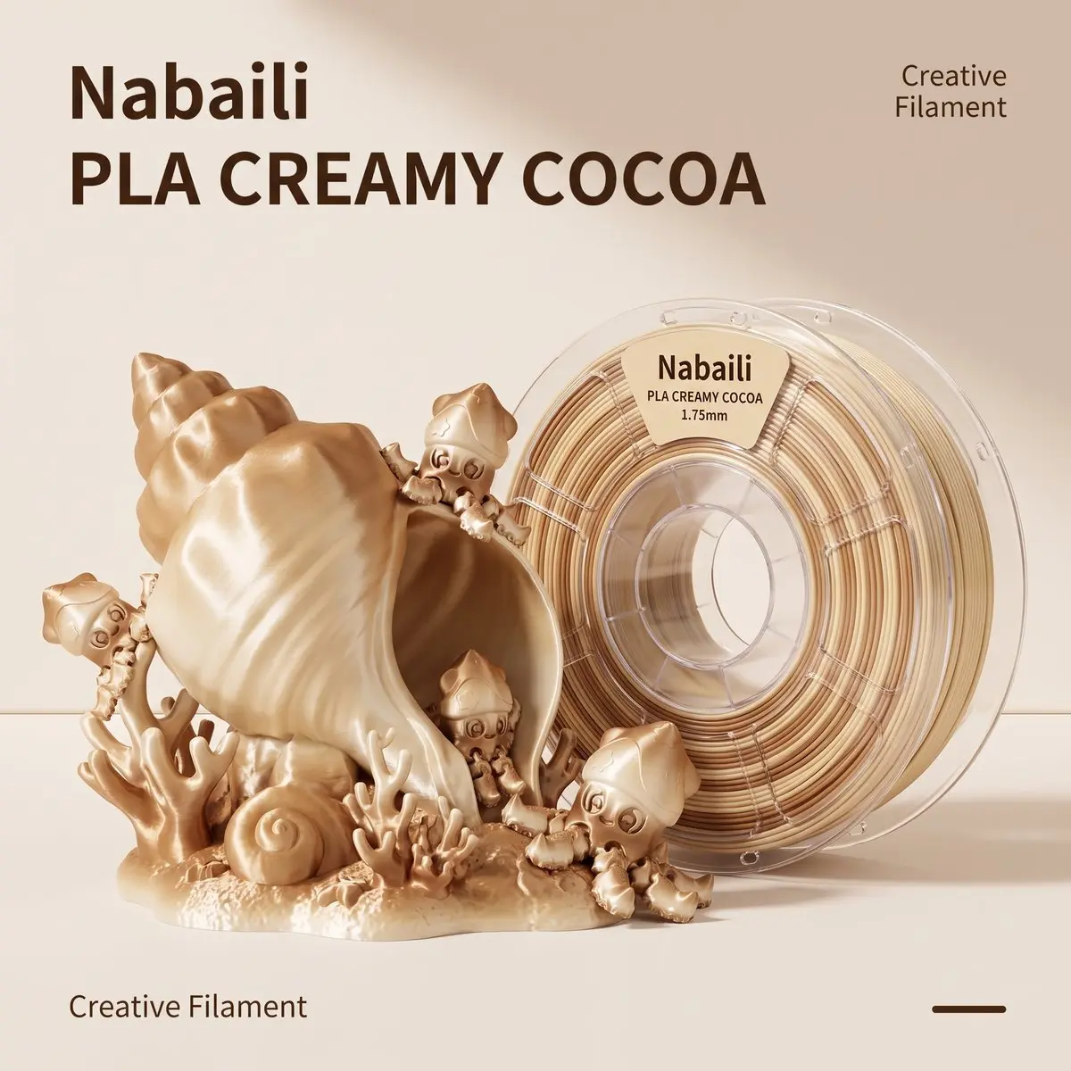 Nabaili silk cream PLA Silk 3D Printing Filament, Premium Quality, Easy to Print, Basic PLA-Compatible, Ideal for 3D Printing Projects, Pla Basic