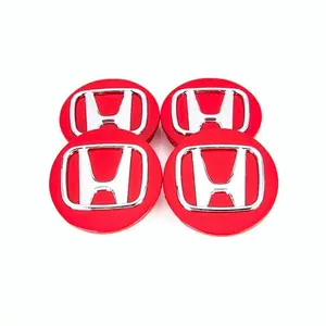 Set of 4 Honda Wheel Center Caps Red/Chrome Logo 69MM/2.75