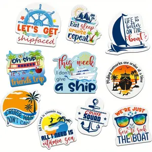 10pcs Cruise Ship-Themed Magnets - Fun Door & Fridge Decor with Funny Quotes, Refrigerator Decorating Magnet, Rubber Oval Magnets for Cabin, Refrigerator Use, Perfect for Cruise Cabin Decorations, Nautical Decor, Durable Magnetic Decor