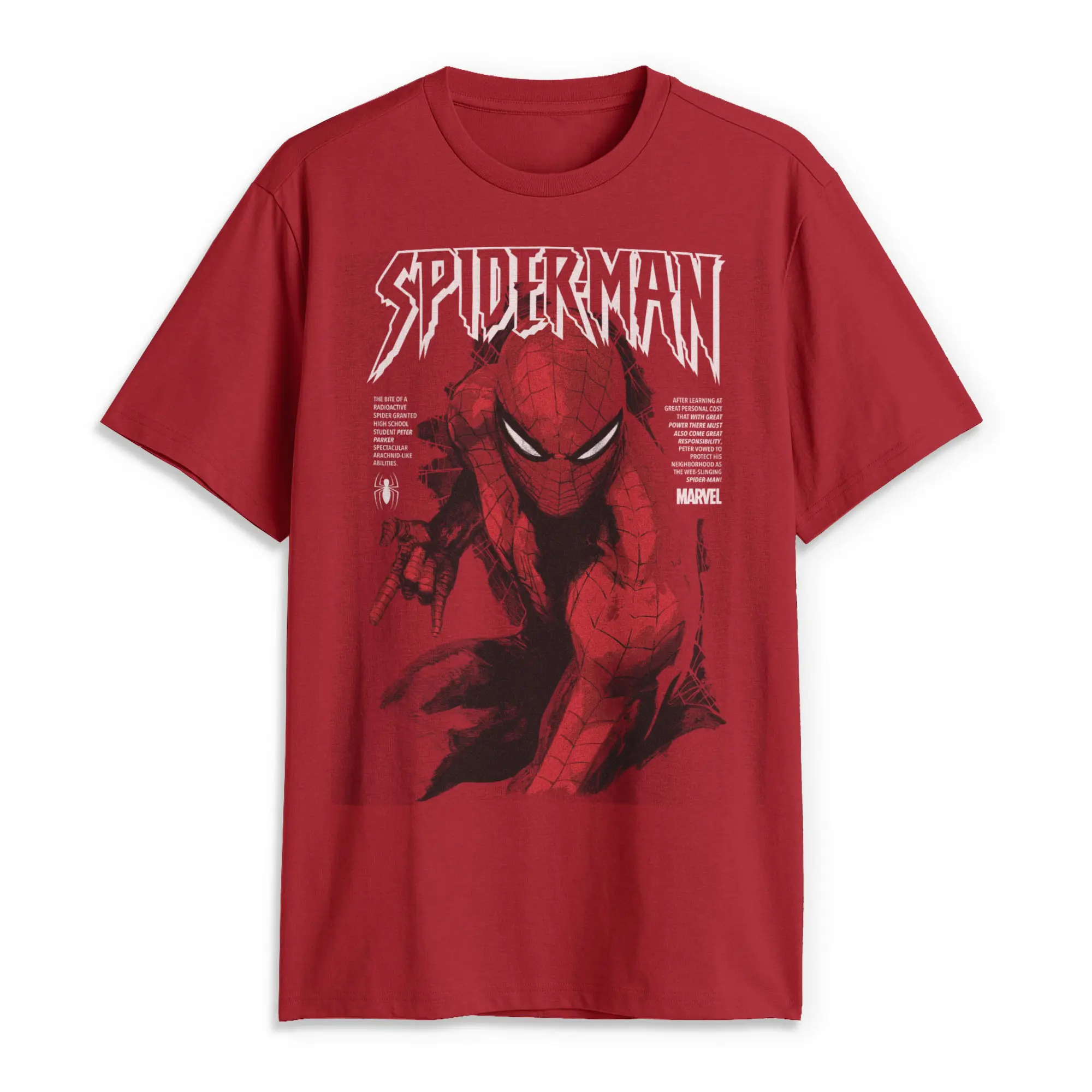 Marvel Men's Short-Sleeve Spider-Man Classic Painting Comic Cover Graphic Print T-Shirt, Menswear T-Shirt