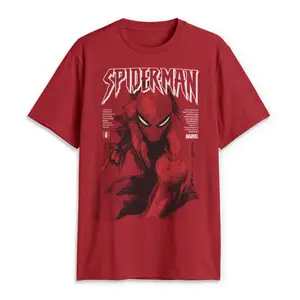 Marvel Men's Short-Sleeve Spider-Man Classic Painting Comic Cover Graphic Print T-Shirt, Menswear T-Shirt
