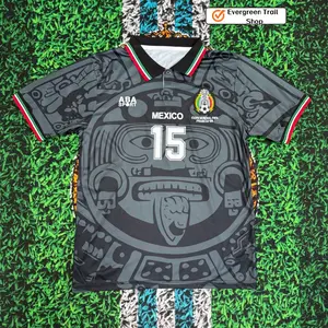 1998 Mexico Soccer National Team Home BLACK Nostalgia Soccer Jersey #15 Hernandez #11  Blanco Classic Breathable Quick Dry Soccer Jersey