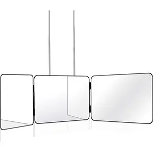 3 Way Mirror for Self Hair Cutting Tools with Height Adjustable Mirror 360 Trifold Mirror for Makeup to See Back of Head (Black) springtok