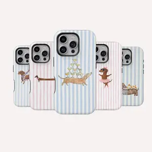 Dachshund Phone Case ,Stripes Cute Dog durable and shockproof glossy,Cover for iPhone 17, 16, 15, 14, 13, 12, 11, X, Samsung and other series models. Can be given as a holiday gift to friends or family.