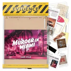 Detective Mystery Puzzle Game, Cold Case File Investigation, Detective Clues Evidence, Solve Crimes, Perfect for Personal, Date Night, Party Group, Miami, Collaborative, Board Games