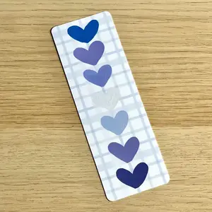 Blue Hearts Laminated Bookmark for Book Lovers, Aesthetic, Bookish Merch, Double-Sided, Durable