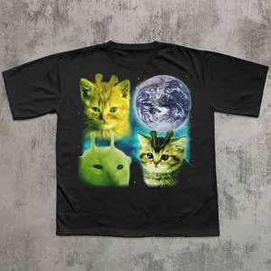 Funny Retro Alien Cats Meme T-shirt, Unhinged Clothes, UFO Shirt, Weird Shirts, Kitten Tshirt, Cat Lover Gift, Vintage Graphic Tee