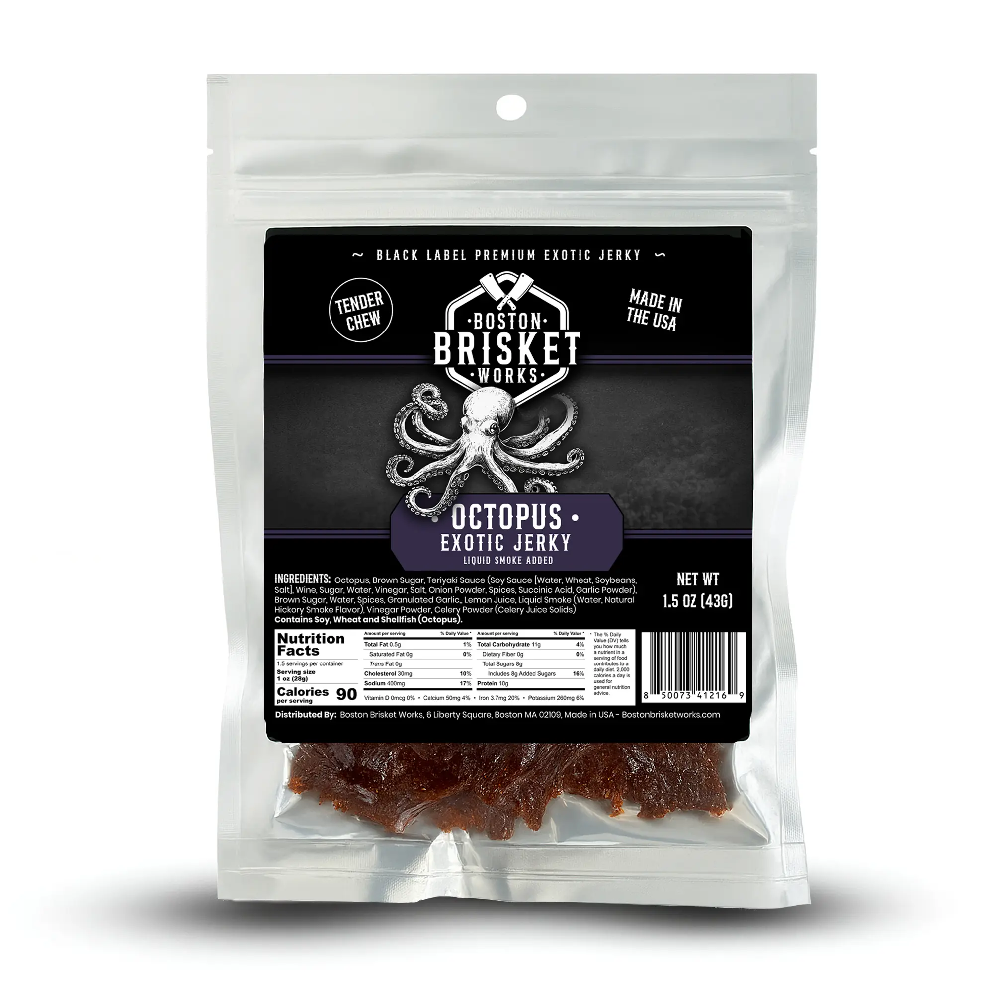 OCTOPUS JERKY - 100% Octopus Meat – Exotic Wild Game Snack – Unique Valentines Day Gifts for Men, Boyfriend, Husband – Cool Guy Gift Idea.