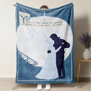 Bridgerton Romantic Couple Silhouette Pattern Flannel Blanket,Soft Lightweight Warm Cozy for Elegant Home Decor & Immersive Binge Watching Sessions Blanket