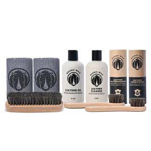 Rhino Wax -Complete Leather Cleaner and Conditioner Kit (Cleaner, Oil, Conditioner, Waterproofing Wax, Brushes, Cloths) -Cleans, Revitalizes, Protects