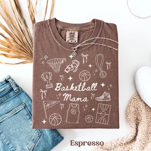 Basketball Mama Shirt, Comfort Colors Basketball Shirt for Women, Doodle Line Art Basketball Mom Shirt, Cute Game Day Tshirt Gift for Moms