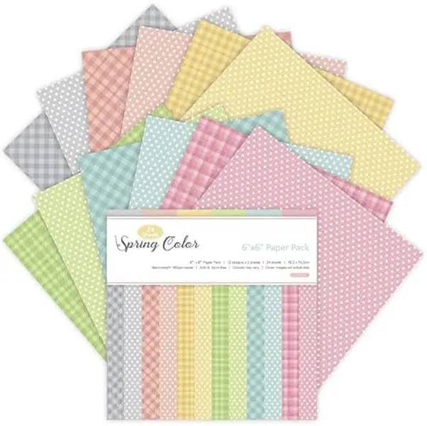 24 Sheets 6"x6" Pink Spring Scrapbook Paper