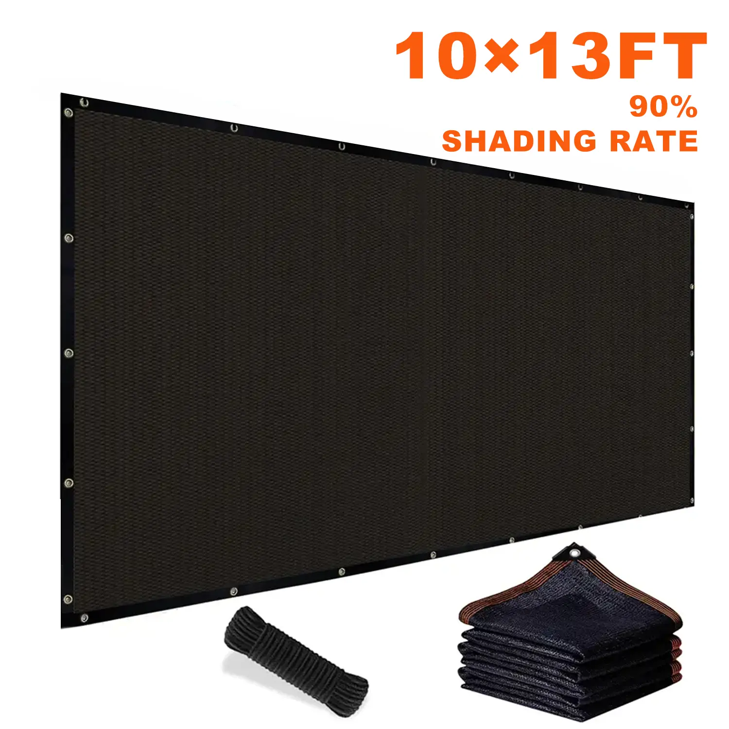 90% Blackout Cloth (Black) - 10 x 13ft UV-Resistant Shade Net with Reinforced Rivets, Suitable for Outdoor Adventures / Camping / Garden / Patio / Greenhouse.Mesh Shade Cloth，father's day gifts