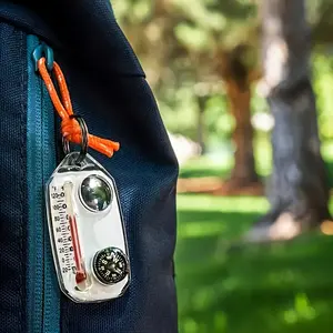 Cute Zipper Pull Compass & Thermometer, Easy-To-Read Outdoor Thermometer, Compact Design, Ideal for Camping & Travel
