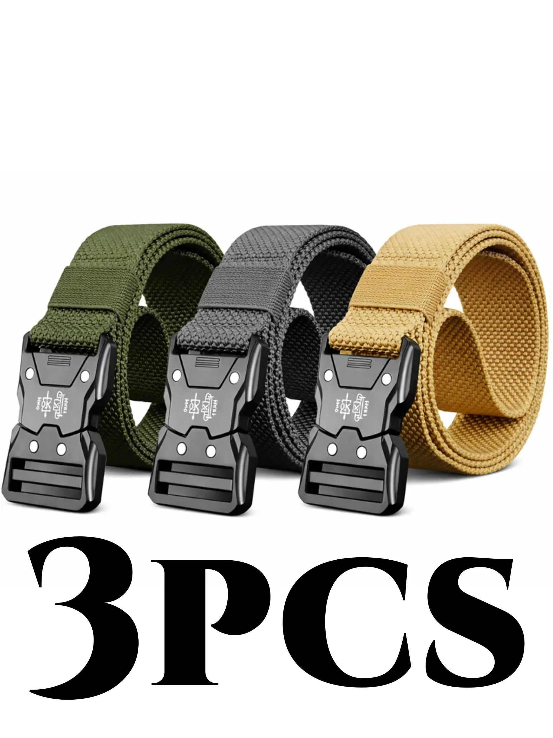 3-Piece Sporty Quick-Release Adjustable Belts Made of Durable Nylon Webbing, Convenient Plastic Buckles for Daily Work, Training, Outdoor Activities