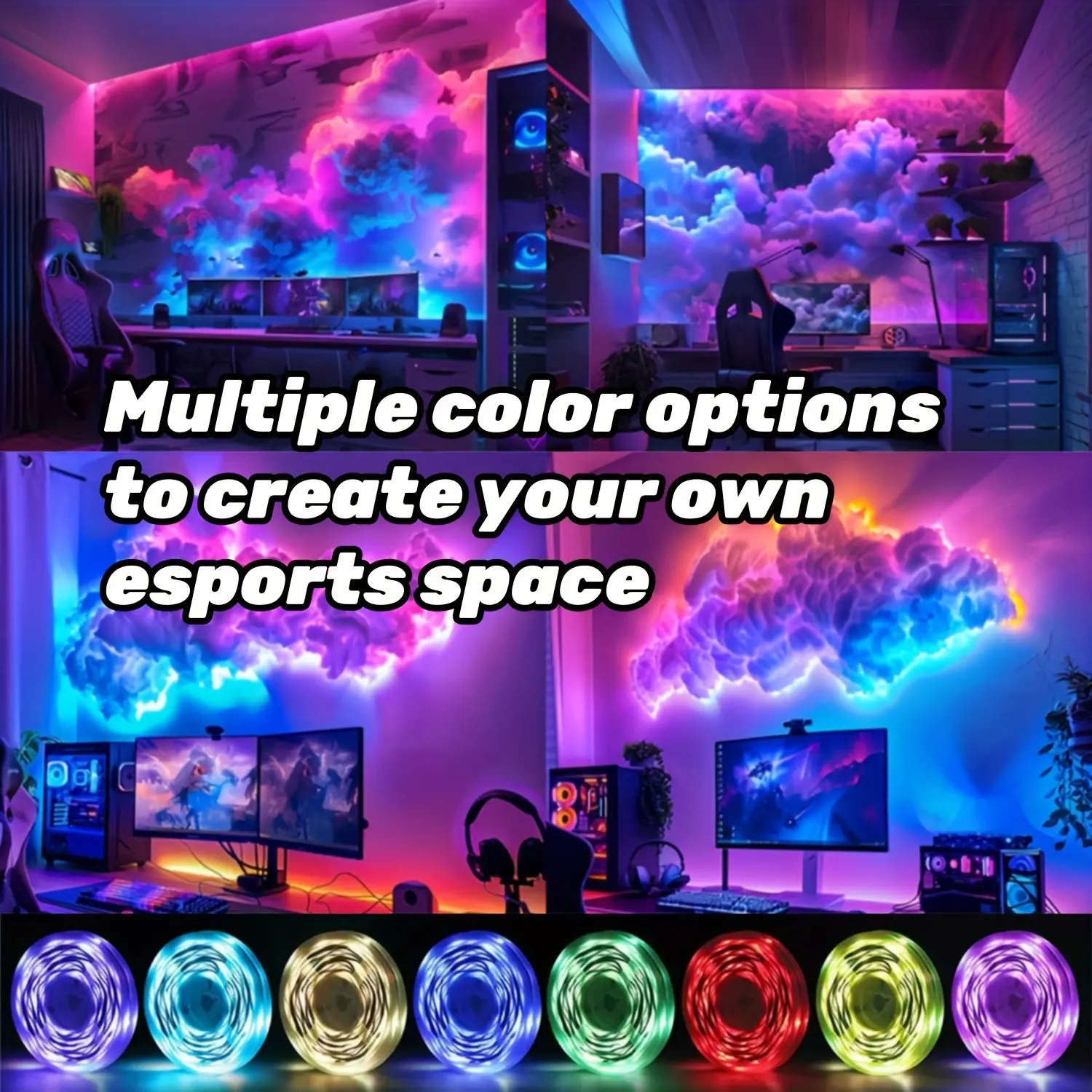 K-16 Feet DIY Cloud Light - Vibrant 3D Thundercloud LED Lighting with Color-Changing Atmosphere - Perfect for Gaming Rooms, Garages, Clubs, and Parties- 35