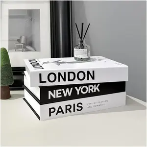 Decorative Black and White Fake Faux Stack Books (Set of 3) for Home Coffee Table Bookshelf Office Living Room Decoration