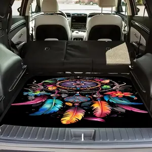 Universal Ethnic Style Car Trunk Mat, Durable Polyester Fiber, Non-Slip Vehicle Carpet, Waterproof & Easy to Clean Interior Mat