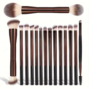 15pcs Professional Soft Long Aluminum Tube Makeup Brush Set, Includes Foundation Brush, Eyeshadow Brush, Eyebrow Brush, Perfect for Makeup Artists