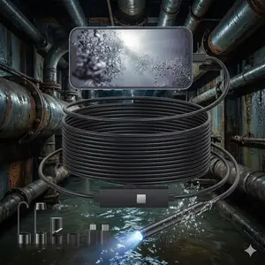 Professional Automotive Inspection Camera: 1920P HD Visual Tool for Engine & AC Ducts. Waterproof, 16.4ft Semi-Flexible Snake Tube, 8-Level Adjustable LED Light. Compatible with Android, iOS, Windows. Perfect for Mechanics & DIY Car Diagnostics.