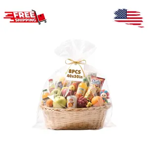 8 Pcs Large Cellophane Bags, 40 x 50 Inchs Cellophane Wrap