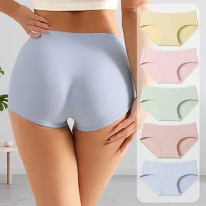 Hotcom Women's 5pcs Solid Comfy Natural Waist Underwear Casual Soft Breathable Everyday Knickers Minimalist Briefs Mixed Color Panties Fit Comfort